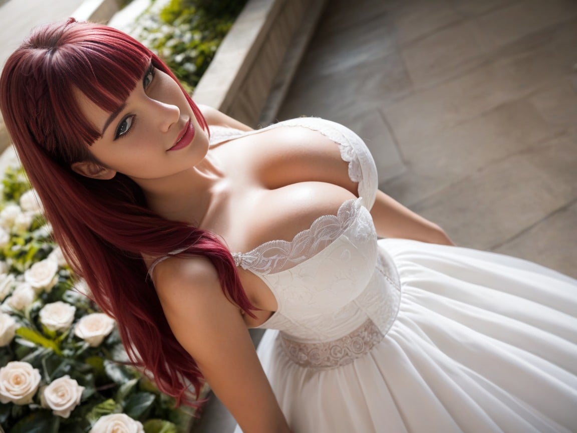 Lacy Transparent Gown, Top Down View, Busty Fantasy Princess Travesti IA Pornô