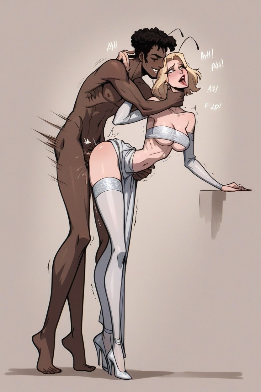 Skinny, Interracial, Horny Expression Hentai AI Porn