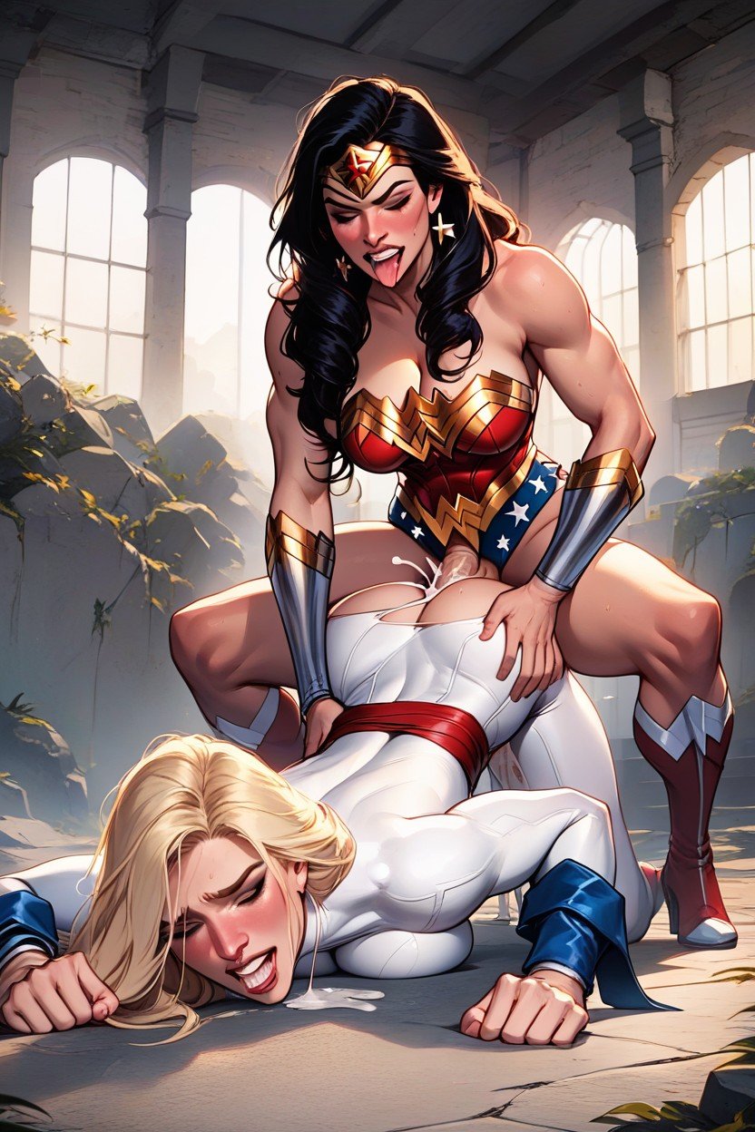 2人, Wonder Woman And Powergirl, 18+ニューハーフAIポルノ