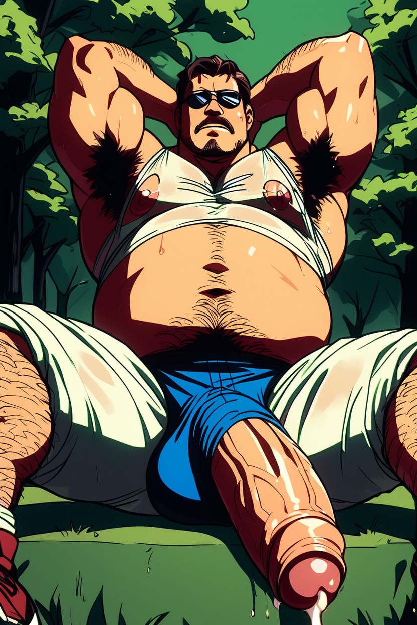 Woodcutting Axe, Hairy Armpit, Muscular Man AI Gay Porn