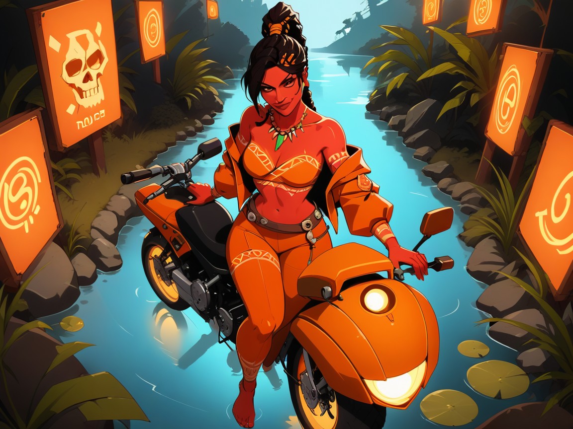 Low Torso Height, High Color Contrast, Highway Background Latina AI Porn