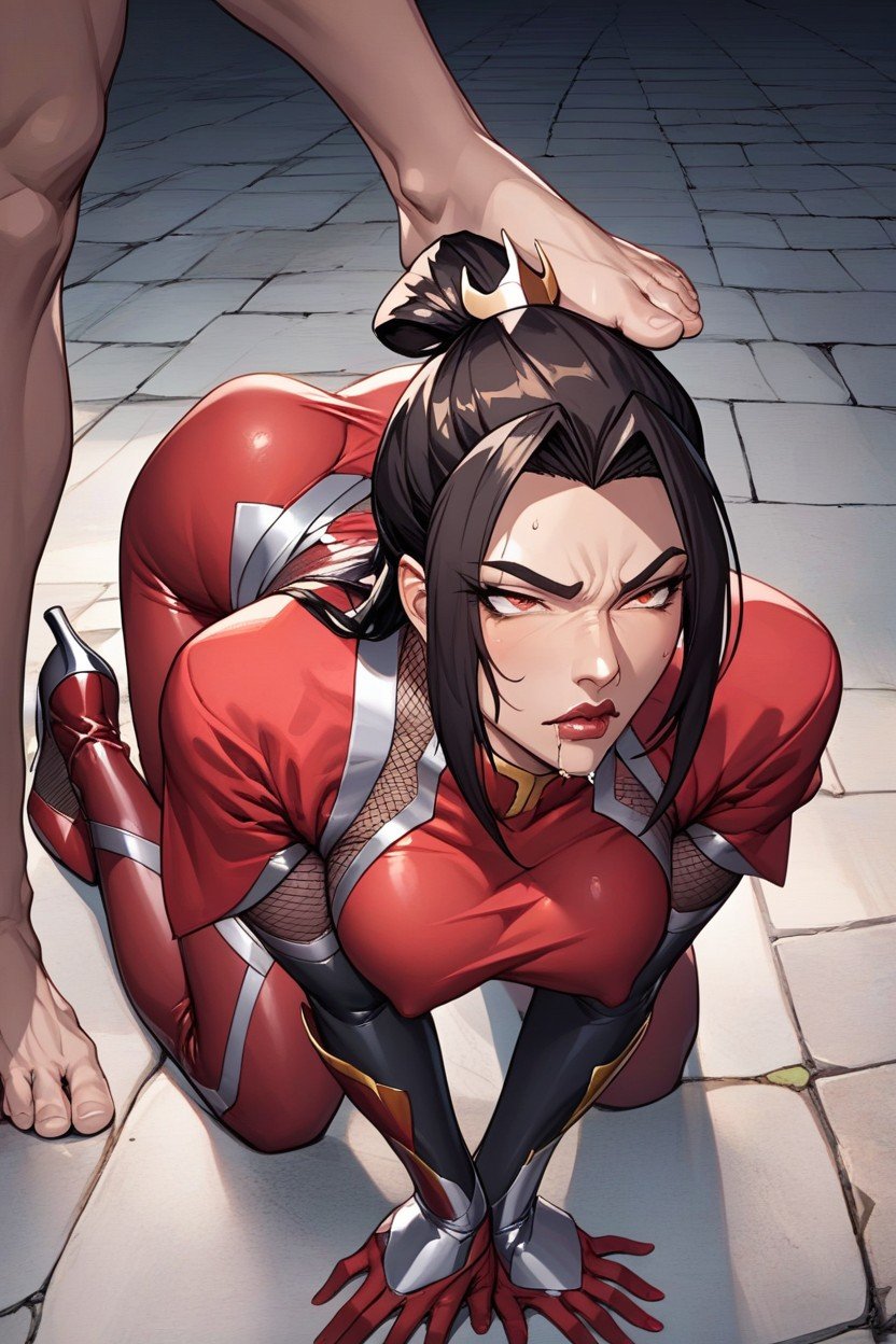 Azula Feels Humiliated, Dressed In A Taimanin Suit, Head Pressed To The Stone FloorニューハーフAIポルノ