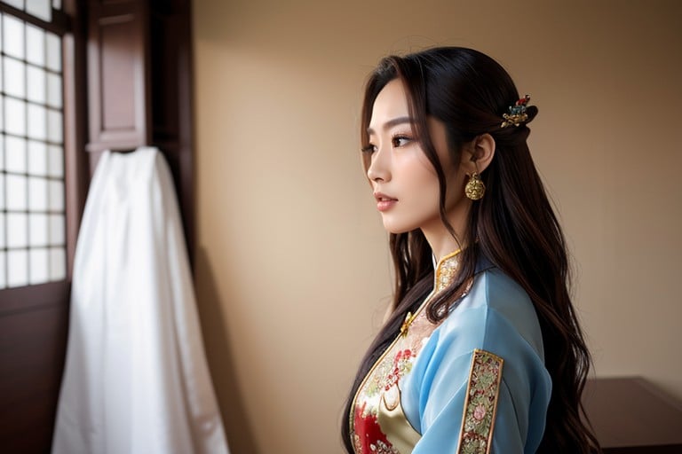 Hanfu Chinês, 18+, Cabelo Longo Travesti IA Pornô