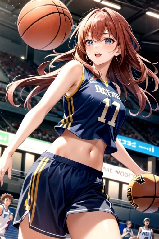 Great Many People, Jumping, Basketball Game VenueHentai KI Porno