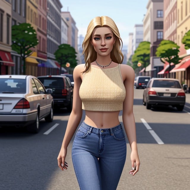 Full Body Pic, The Sims Style, Many People AroundPorno shemale IA