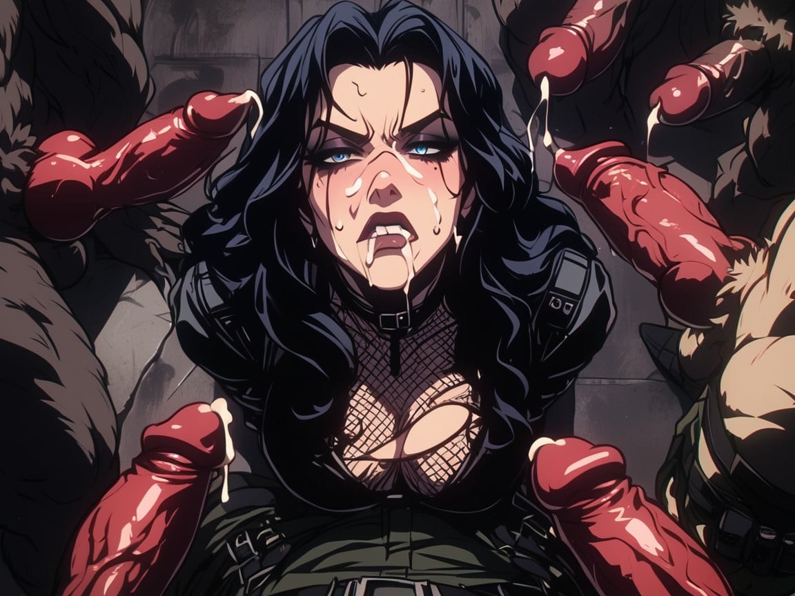 Knotted Penis, Black Hair, Grabbing Penis AI Porn