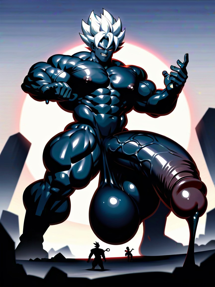 Black Goo On Skin, Double Size, Hyper Muscular Body 同性戀AI成人