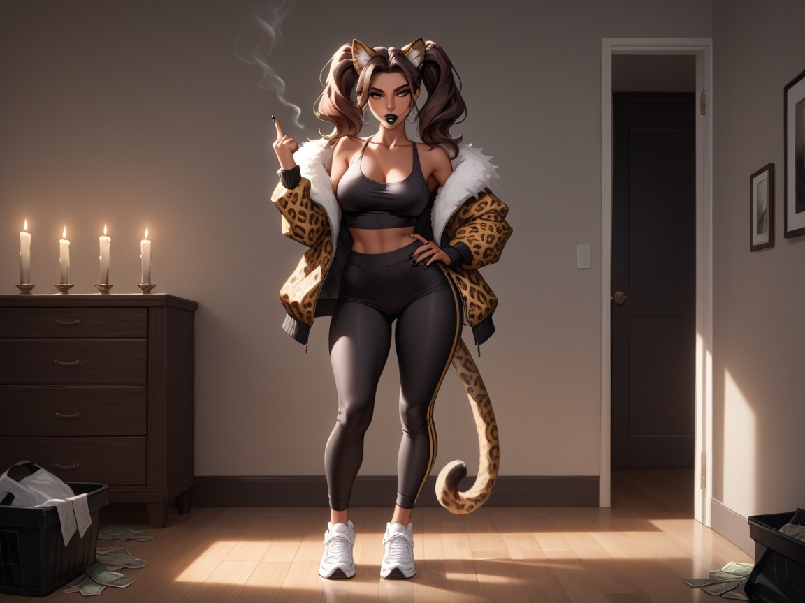 18+, Pigtails, Leopard Tail Hentai AI Porn