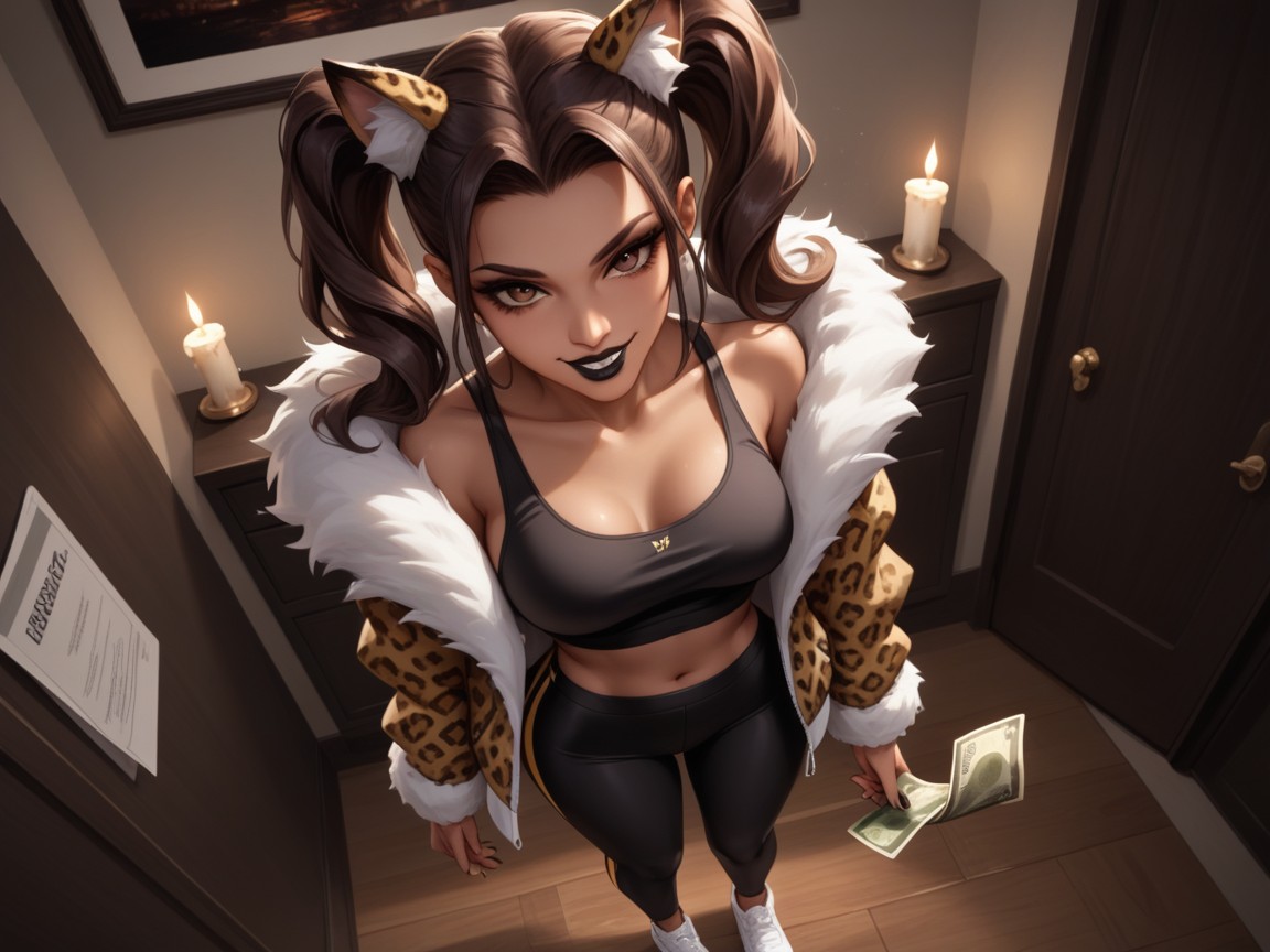 Brown Eyes, High Breasts, Leopard Ears Hentai AI Porn