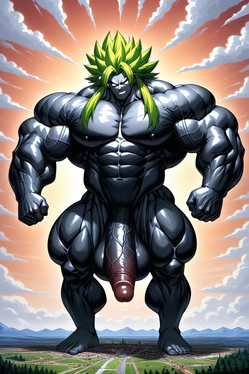 Messy Hair, Green Hair, Hyper Penis 게이 AI 포르노