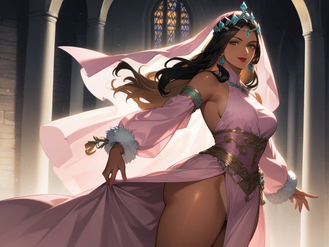 Hips Wider Than Shoulders, Diamond Circlet, Black Hair AI Porn