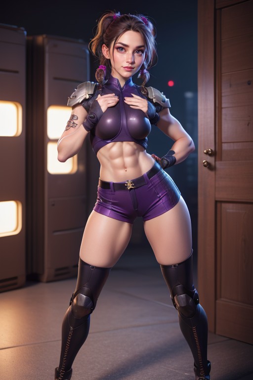 Squeezing Breasts, Athletic Body, Makeup Eyes AI Porn