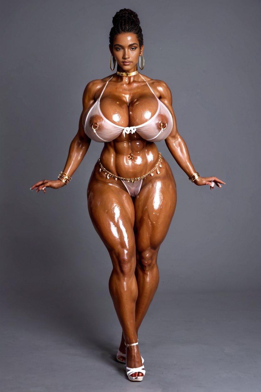 Hyper Gigantic Sagging Breasts, White Toenails, Oversized Testicles AI Porn