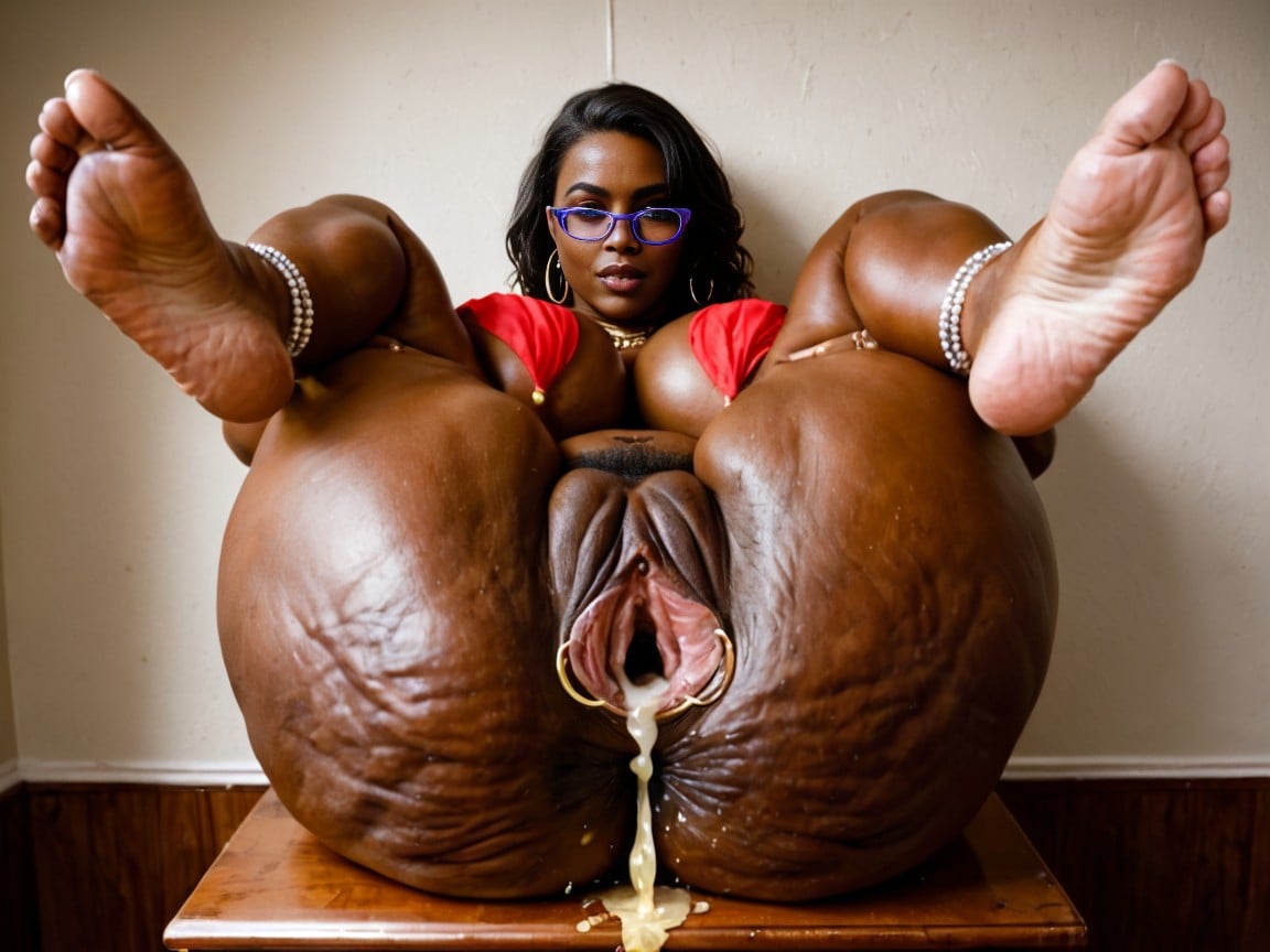 Ankle Jewelry, Oiled Skin, Legs Spread Wide AI Porn