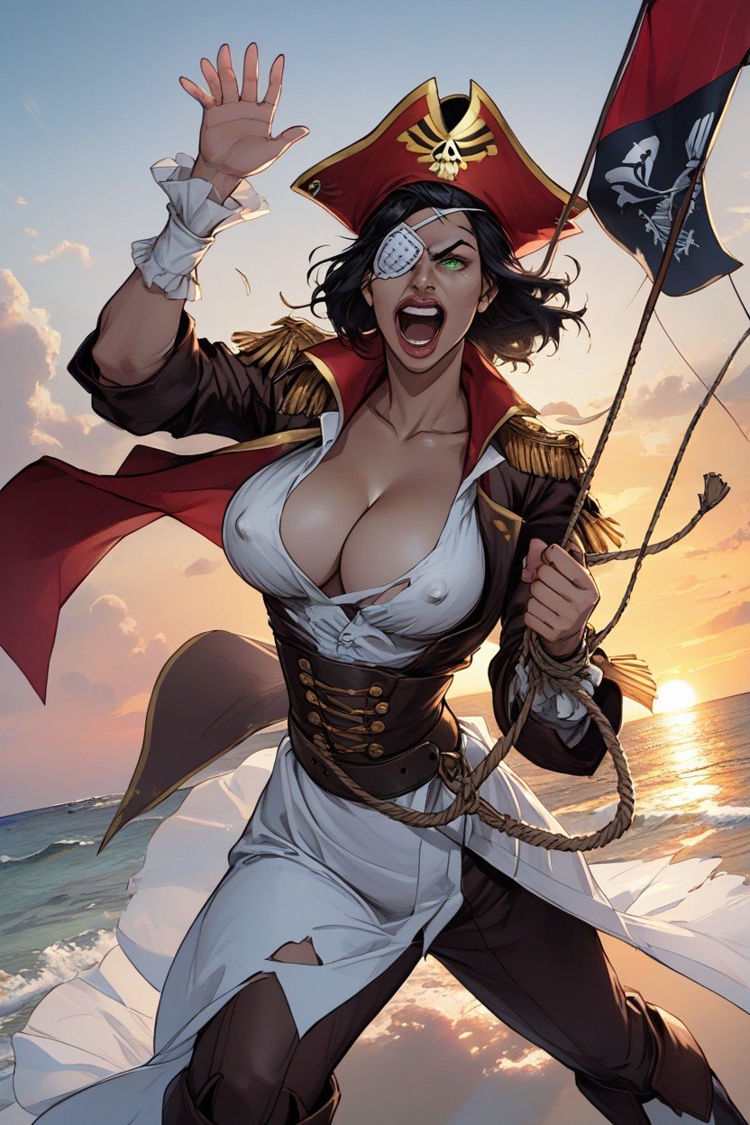 Clivage, Ripped Tricorn Pirate Hat, CleavagePorno IA transsexuelle