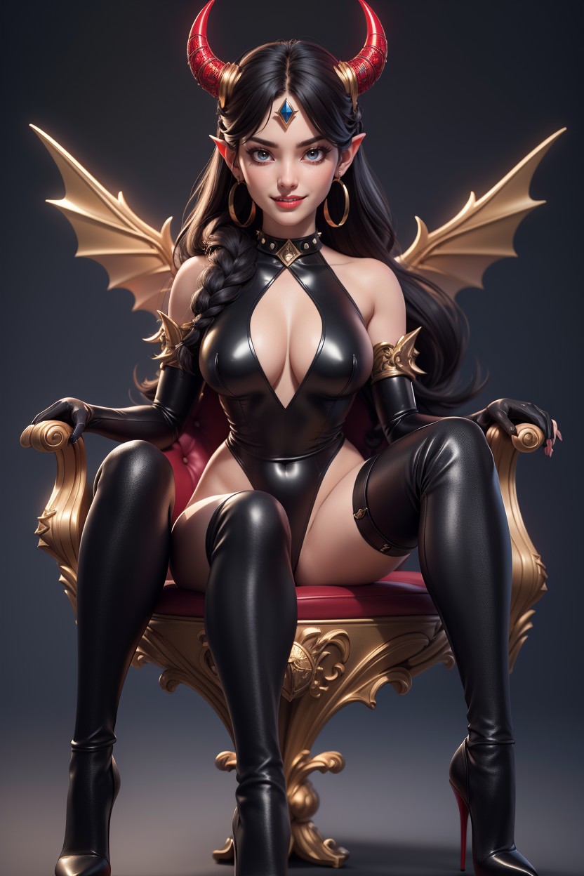 Spikes, Pointy_ears, Beautiful Red Lips Hentai AI Porn