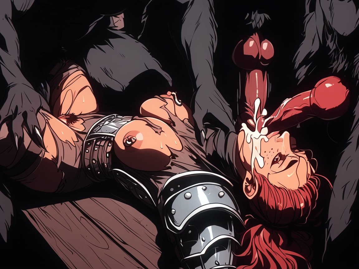 Choking On Penis, Cum On Body, Red Hair AI Porn