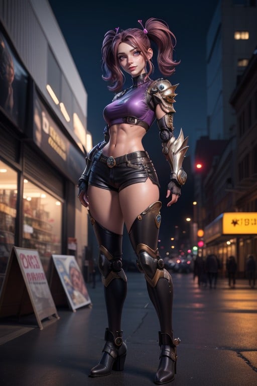 3d, Model, Brown Purple Hair In Pigtails AI Porn