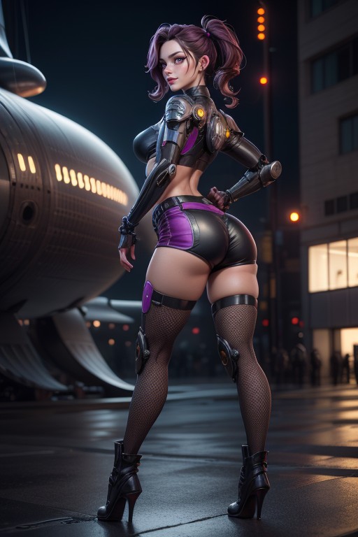 Rounded Ass, Fishnet Stockings, Happy AI Porn