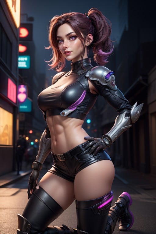 Freckles, Leather Crop Top, Slicked Hair AI Porn