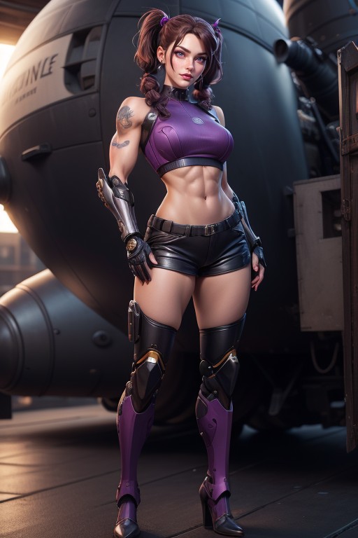 Makeup Eyes, Outdoor, Leather Crop Top AI Porn