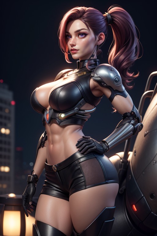 Pink Lipstick, Makeup Eyes, Arms Crossed AI Porn