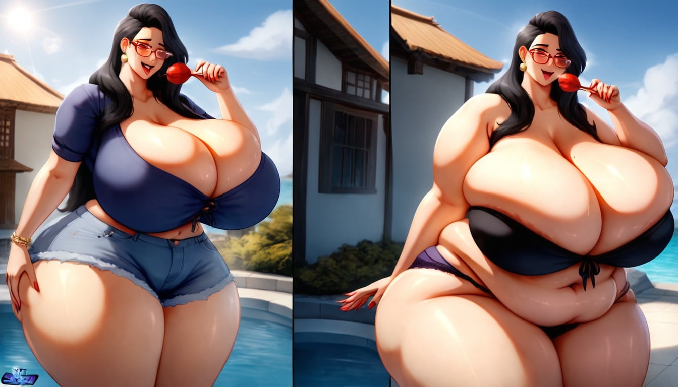 Cleavage, Unreal Absurdly Gargantuan Fat Expanding Swelling Enlarging Larger Boobs, She Has Absurdly Unreal Mega Gargantuan Sized Fat Boobs BBW AI Porn