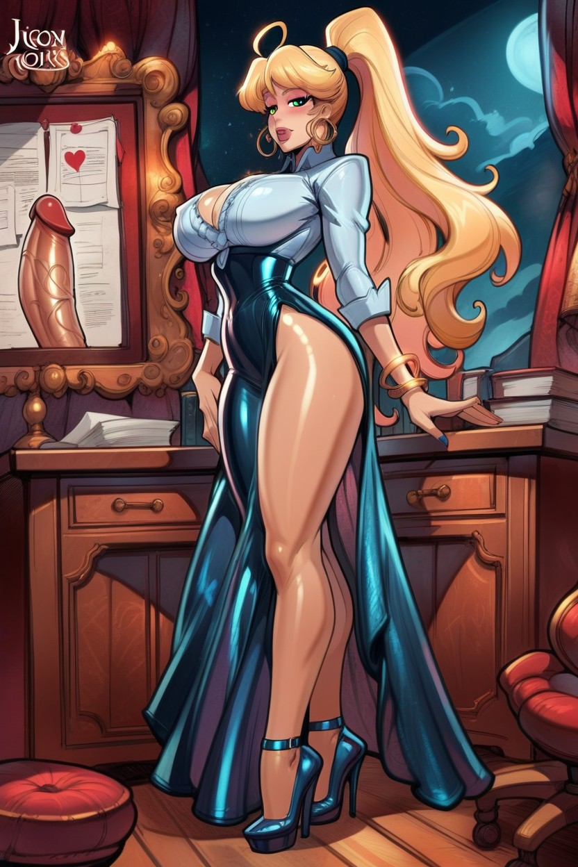 Blonde Hair, Sideview, Enormous Cock AI Porn