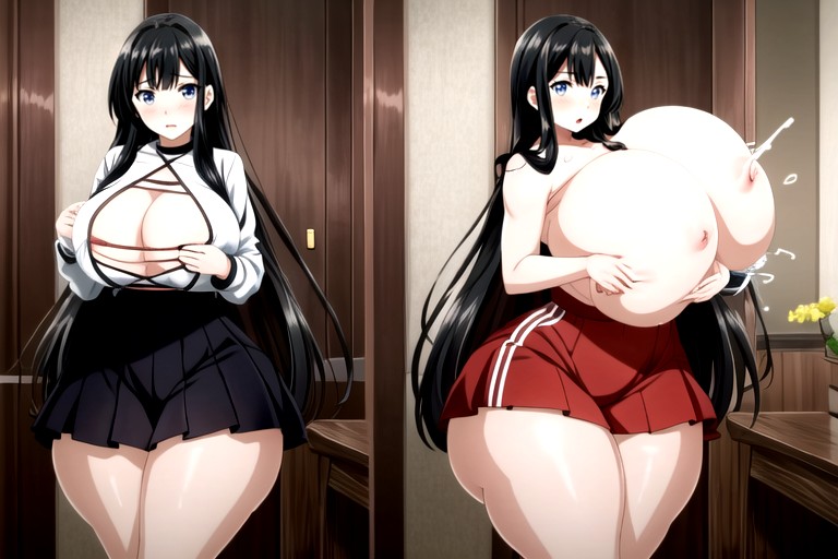 Unreal Absurdly Gargantuan Fat Expanding Swelling Enlarging Larger Boobs, Feeding Her Fatter Self More And More To Gain Immensely Massive Amounts Of Heavy Weight And Thick Fat, 極端なボトムヘビーニューハーフAIポルノ