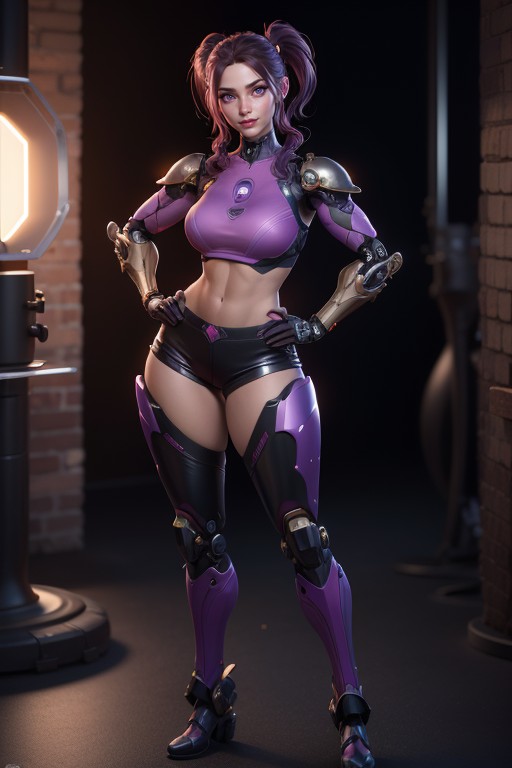 Arms Pose Squeezing Breasts, Standing, Makeup Eyes AI Porn