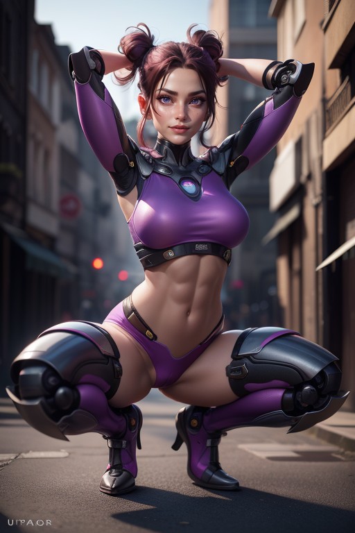 Leather Crop Top, Robot Armor, Muscular Definition AI Porn