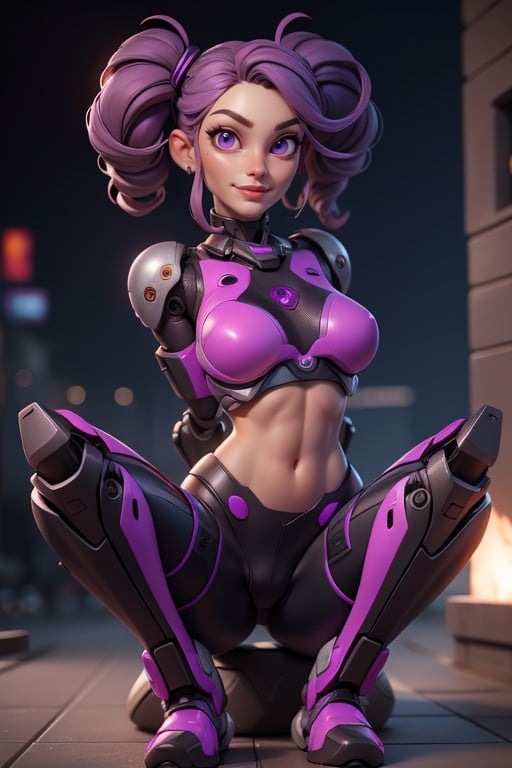Muscular Definition, Cyborg, Arms Pose Squeezing Breasts AI Porn