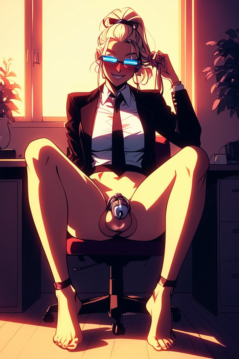 White Shirt, Black Tie, Full Body AI Porn