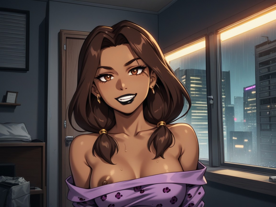 Apartment Background, Dark Skin Brown, Low Chest Width Latina AI Porn