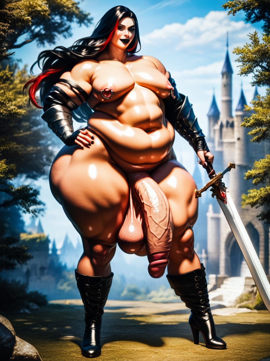Pecs, Medieval Fantasy Castle, Black Boots Shemale AI Porn