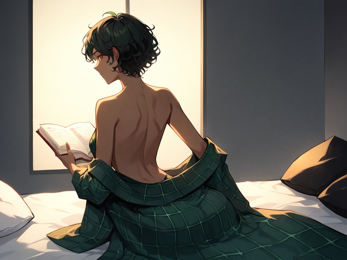 Woman Reading A Book, Very Short Hair, Noir Latina AI Porn