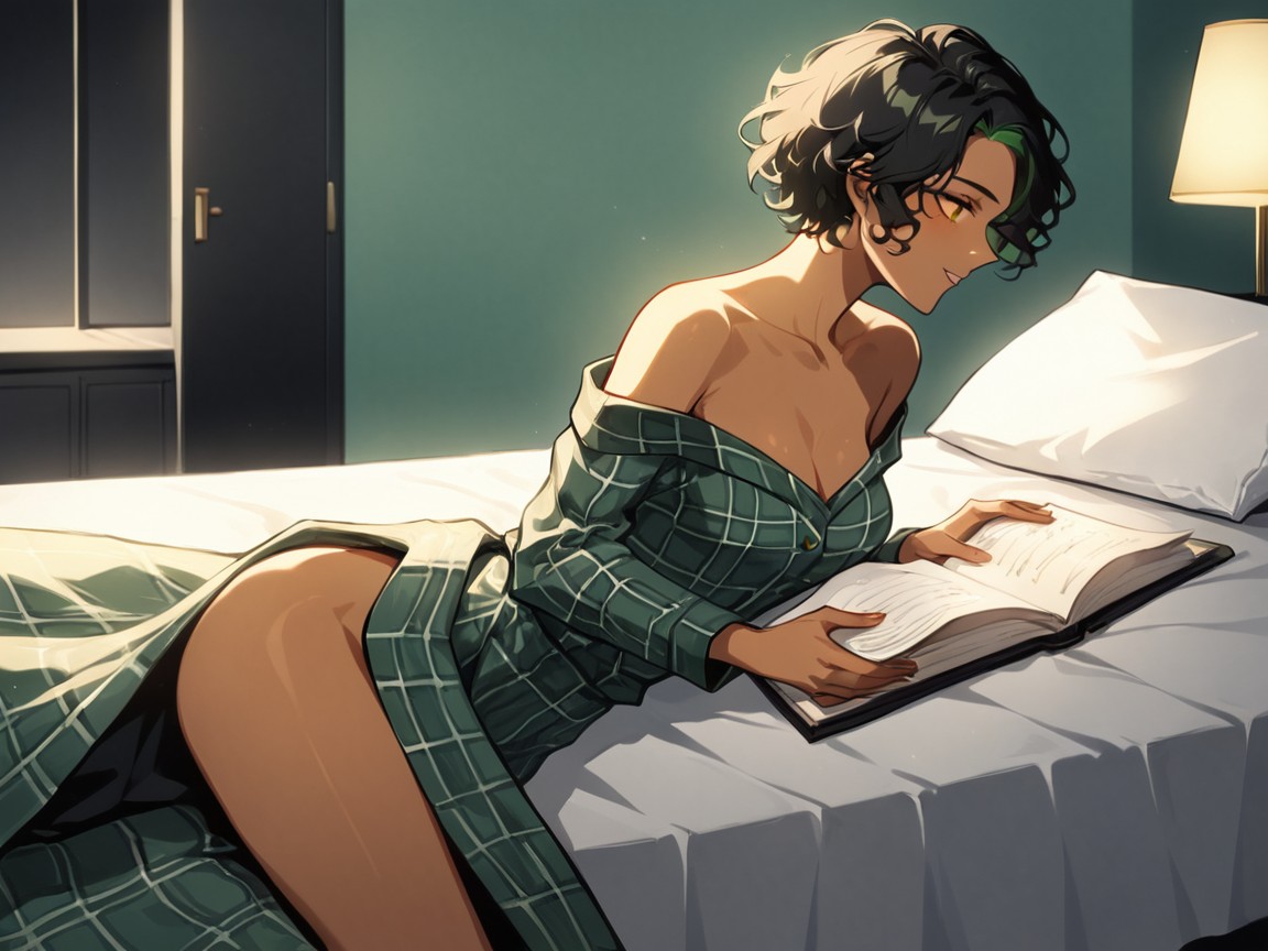 Squared Chest Width, Bed, Curly Latina AI Porn