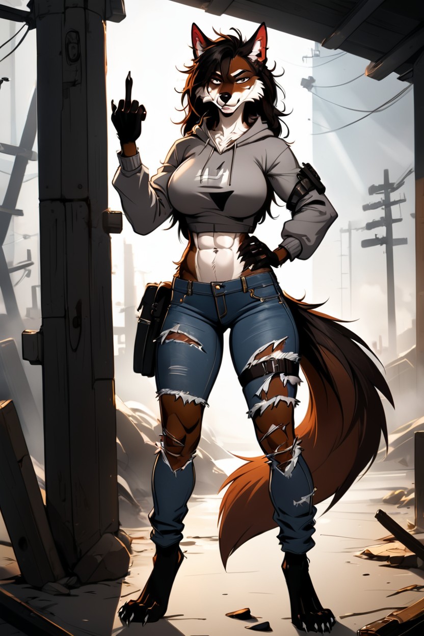 Messy Hair, Blacks Claws, Fit Furry AI Porn