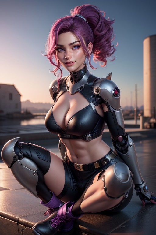 Military Boots, Pink Lipstick, A Combat Cyborg AI Porn