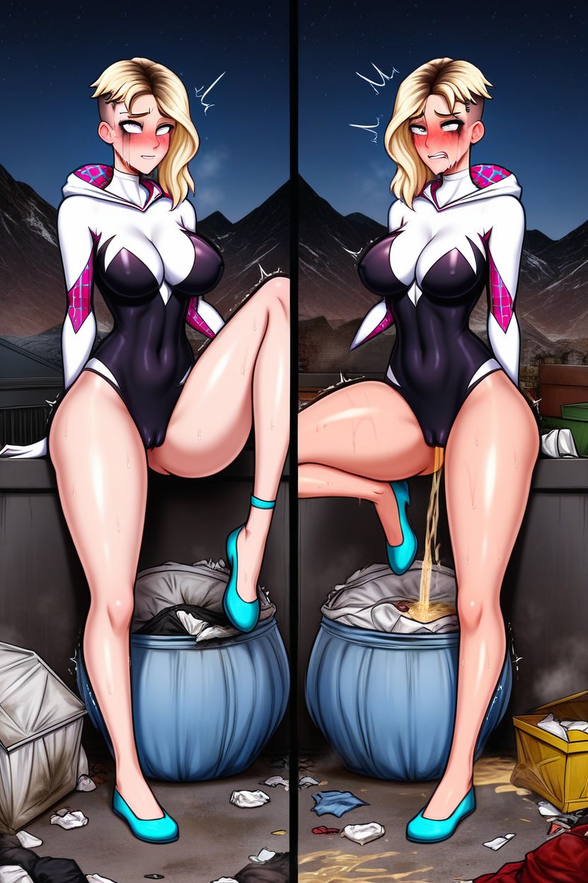 Before Fight And After Fight, Extream Peeing, Garbage Dump At Homelessca Hentai AI Porn