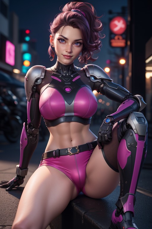 Abs, Pink Robot Armor, Rounded Ass AI Porn