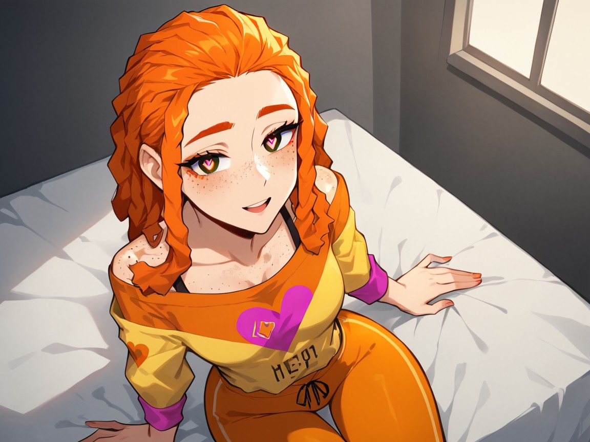Dreadlocks Ginger, Rounded Shoulders, Saturated Colors Latina AI Porn