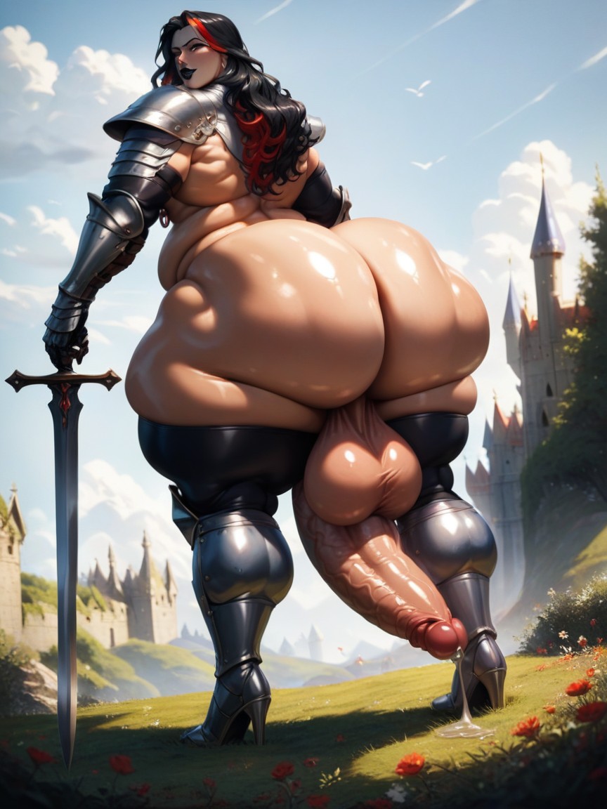 Dripping Precum, Medieval Fantasy Armor, Thick Curvy Body AI Gay Porn