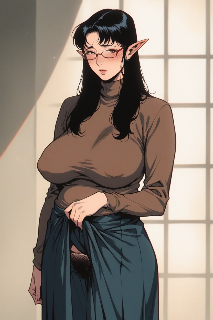 Blushing, Shy Pose, Delicate Features Hentai AI Porn