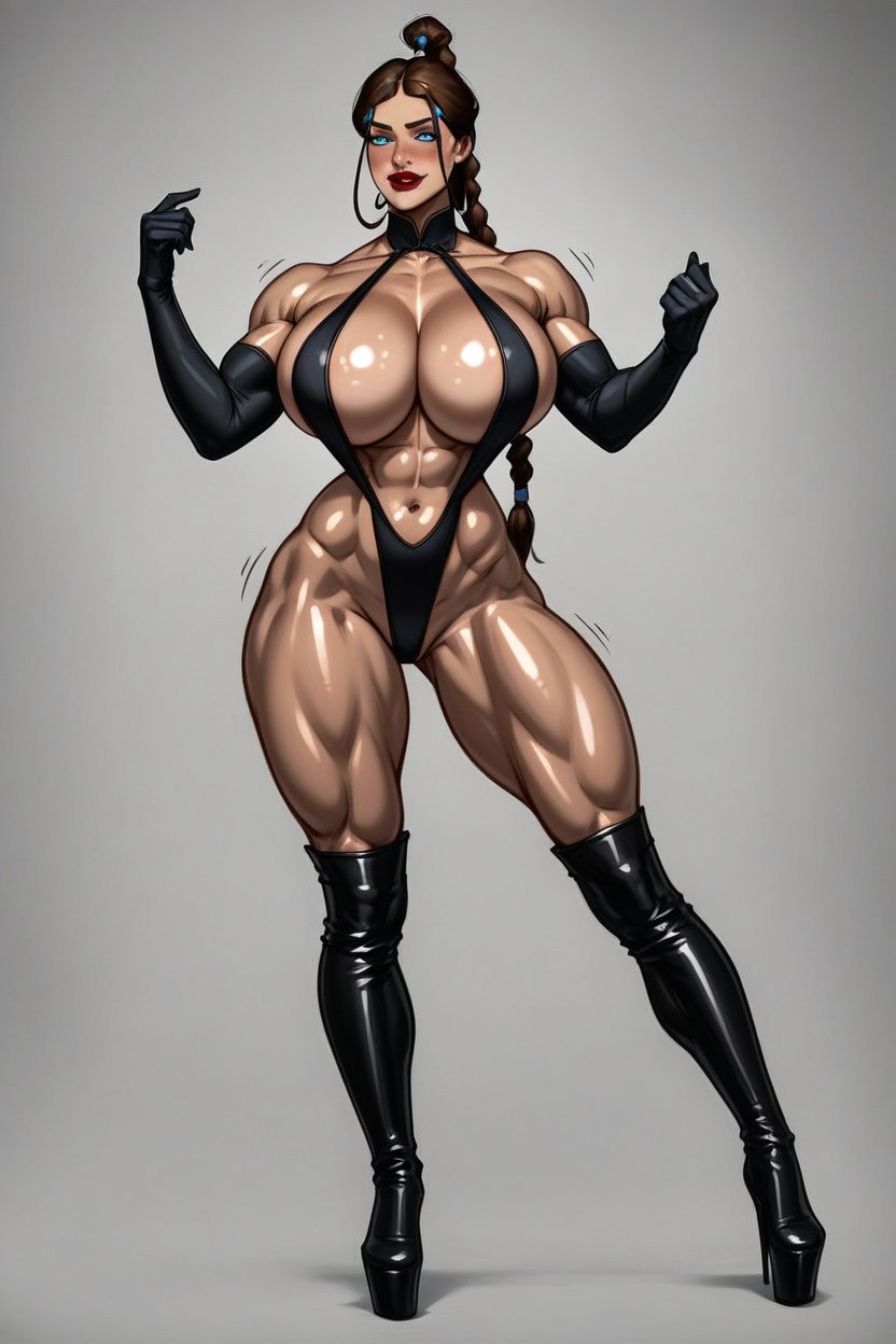 Black And White Line Art, Extremely Muscular Thighs, Hyper Realistic AI Porn