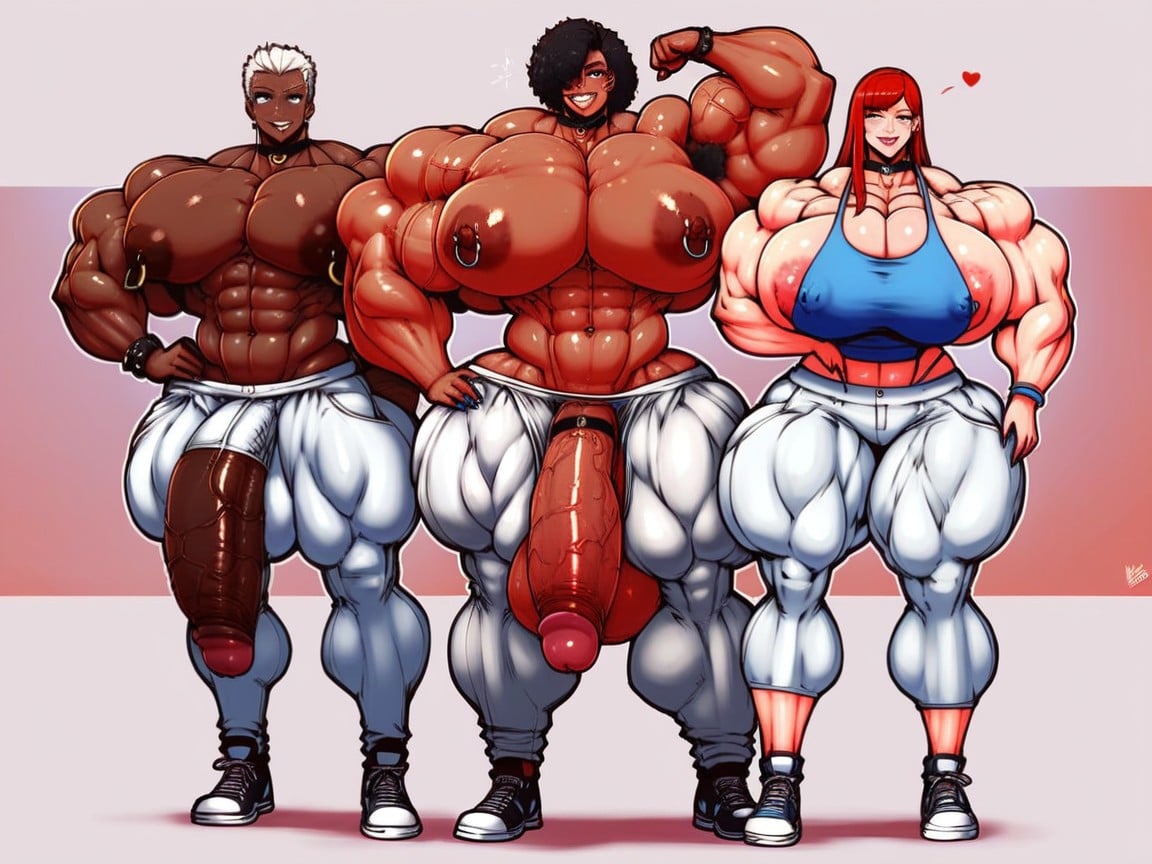 2 People, Huge Traps, Defined Muscles AI Porn