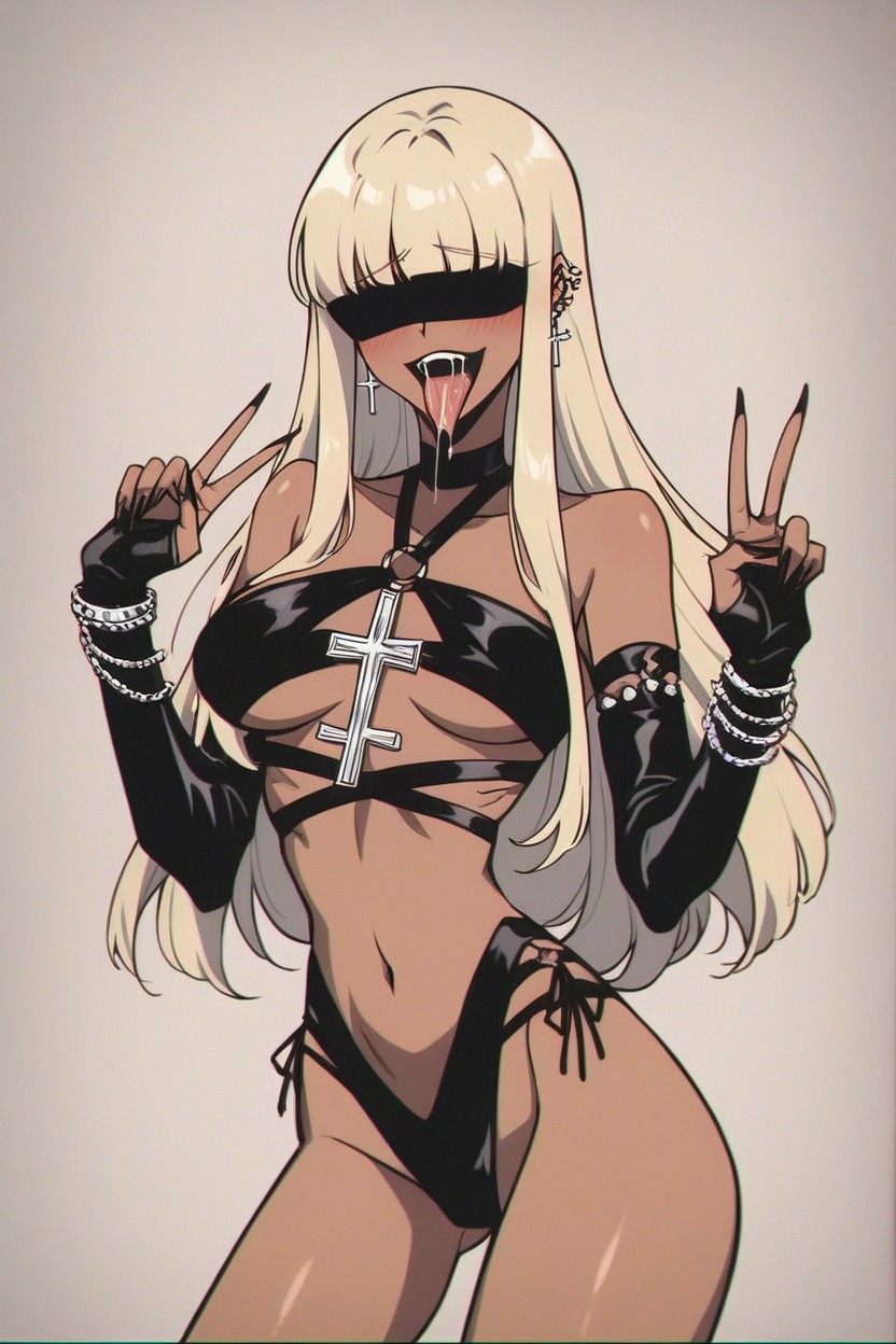 Man Putting Hands In Her Mouth, Close Up, Thigh High Stiletto Heels Hentai AI Porn