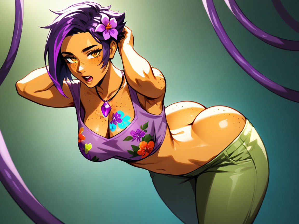 Moaning, Extremely Large Ass, Vibrant Colors Latina AI Porn