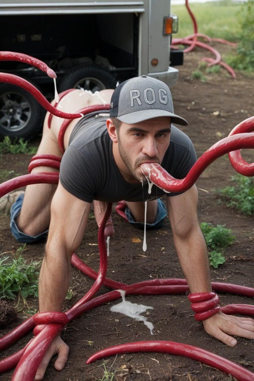 Dirt Ground, Tentacle Attack, Legs Spread AI Gay Porn