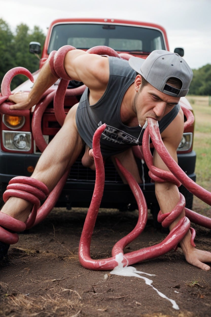 Outside, Truck, Restrained AI Gay Porn